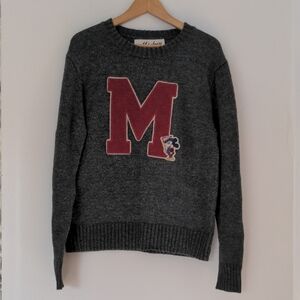 Vintage Mickey University Varsity Sweater Unisex Med Wool Blend Disney Grey